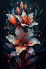 Elegant Flower Painting on Black Background