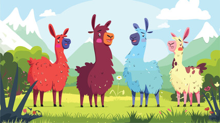 children educational game with different cute llamas.