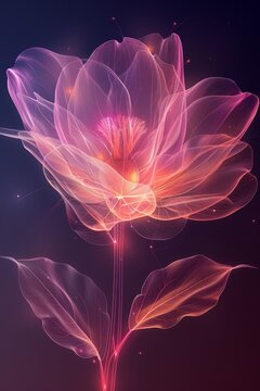Pink Flower on Purple Background