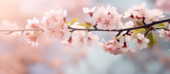 Obraz premium Selective focus on a spring blossom tree with a soft background ideal for a copy space image