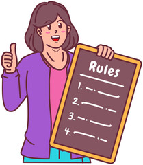 a Girl holding a Rule Board