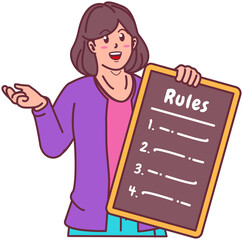 a Girl holding a Rule Board