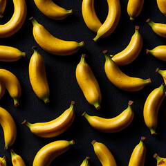 Bananas on a dark background in a pattern, creating a striking visual contrast.