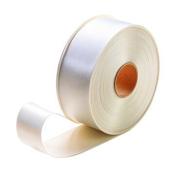 A roll of white ribbon isolated on white