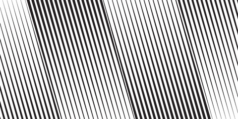 Black tapering diagonal lines on white background. Tilted parallel stripes print. Oblique straight strips with gradient or halftone effect. Slanted streaks wallpaper. Vector graphic illustration