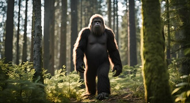 Bigfoot in the forest.