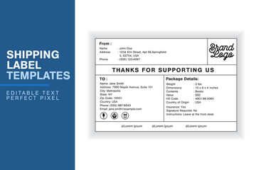 Obraz premium Custom Shipping Label Design Template with Sender, Recipient, Package Details
