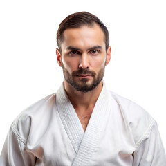 Obraz premium Portrait of a karate man isolated on white