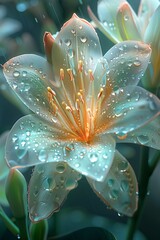 Macro Shot of a Flower With Water Droplets
