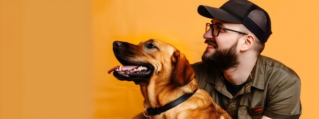 Joyful Service Dog Trainer Guiding Puppys Training Session