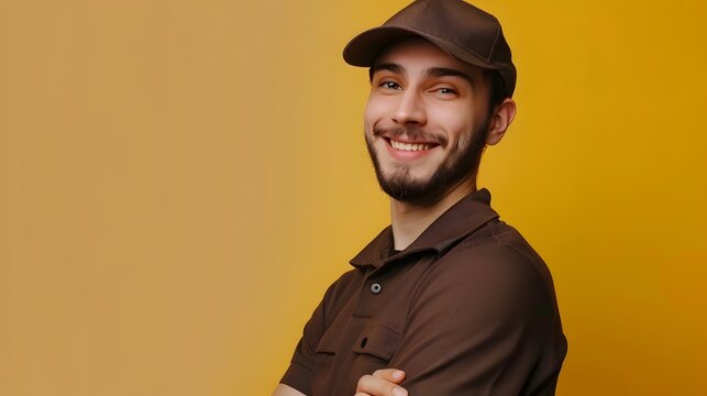 Joyful UPS Driver in Action Celebrating Everyday Deliveries