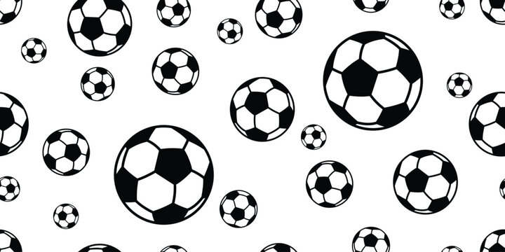 football seamless pattern soccer ball vector sport doodle cartoon gift wrapping paper scarf isolated repeat wallpaper tile background illustration design