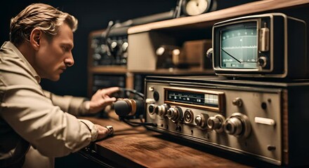 Vintage radio operator.