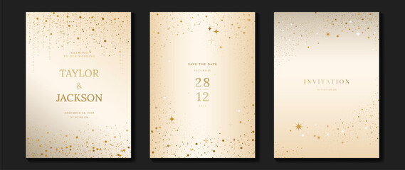 Elegant invitation card design vector. Luxury wedding card with firework, glitter spot texture on light background. Design illustration for cover, poster, wallpaper, gala, VIP, happy new year.