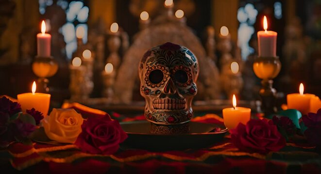 Altar for the Day of the Dead (Dia de Muertos) in Mexico.