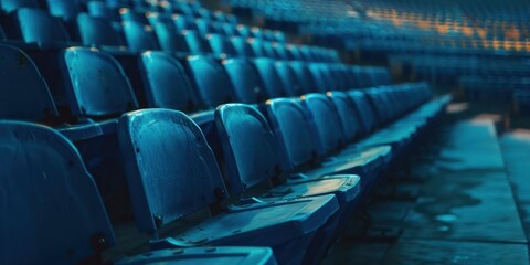 blue seats of tribune on sport stadium