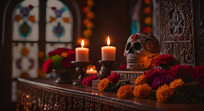 Altar for the Day of the Dead (Dia de Muertos) in Mexico.
