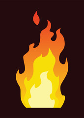Fire animation sprite. Red and orange fire flame. Hot flaming element for game animation. Vector icon in cartoon style