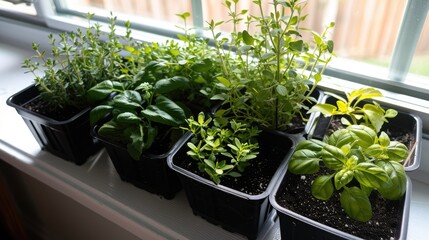 Herb labeled planter for windowsill