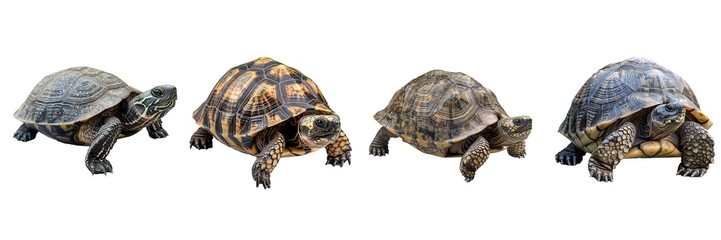 Obraz premium Collection of turtle isolated on transparent background. Generated Ai