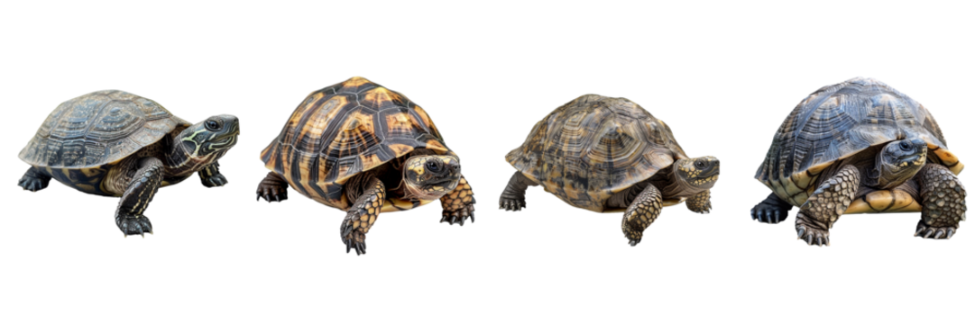 Collection of turtle isolated on transparent background. Generated Ai
