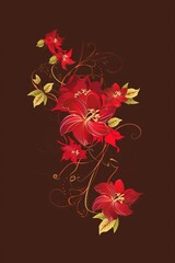 Obraz premium Red Flowers Painting on Black Background