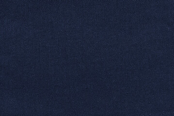 Dark blue cotton drill fabric pattern close up as background