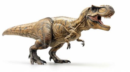 Fototapeta premium Fierce Tyrannosaurus Rex Striking a Dynamic Pose in Studio Isolation