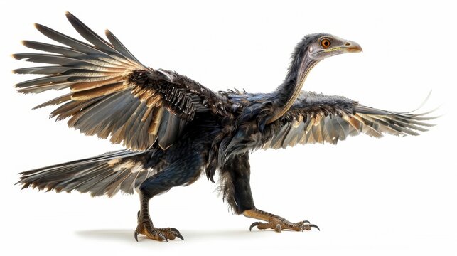 Prehistoric Beauty - Detailed Close-Up of Isolated Archaeopteryx on White Background