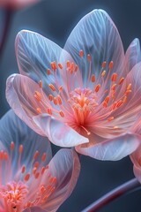 Close Up of a Pink Flower With Blue Background