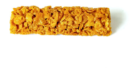 breakfast cereal bar with vitamins on a white background