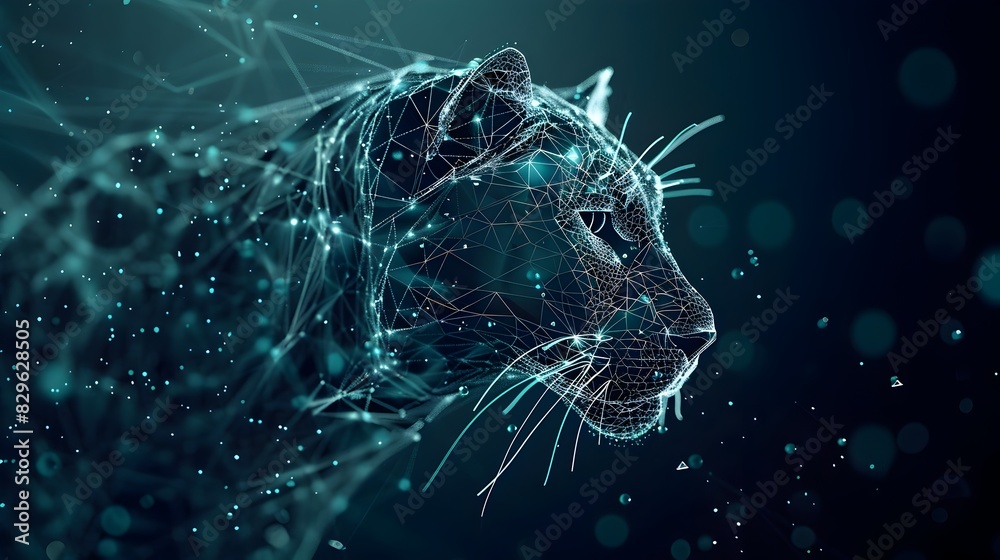 Sticker abstract geometric wildlife wireframe - striking minimalist 3d mesh art in cinematic photographic st