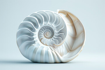 Obraz premium 3D vector illustration with seashell nautilus. Object with smooth shape. Can be used for advertising, marketing, presentation, card and flyer.