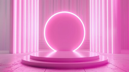 Abstract pastel geometric shape backgroun,. 3D pink podium scene with pedestal. Empty showcase for advertising, Minimal concept. 3d render design for display product and banner on website