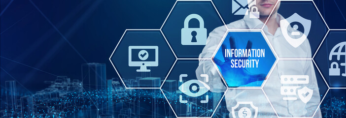 Concept of cyber security, information security and encryption, secure access to personal information, secure Internet access, cybersecurity.