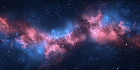 Fototapeta premium A beautiful blue and pink galaxy with many stars