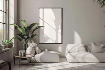 premium livingroom. Painted mockup wall for art - peach pastel apricot warm colour. Modern room design interior. Beautiful simple AI generated image in 4K, unique.
