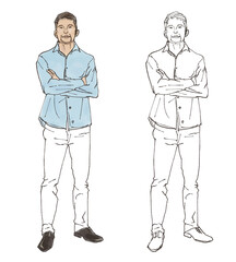 カジュアルな服装の中年男性