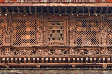 Carving Details of Wooden Architecture on Kathmandu Durbar Square, Kathmandu, Nepal.
