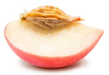Sweet Chinese Peach isolated on white background, Fresh Peach on White Background with work path.