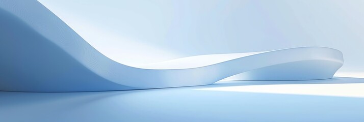 Fototapeta premium blue , white, waves, simply gradient curved shape white background, aspect ratio 3:1, banner background, landing page wallpaper