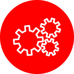 Gear Line White Circle Red Icon Design