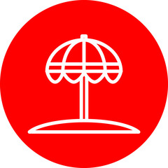 Beach Umberella Line White Circle Red Icon Design