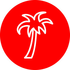 Palm Tree Line White Circle Red Icon Design