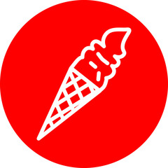 Icecream Cone Line White Circle Red Icon Design