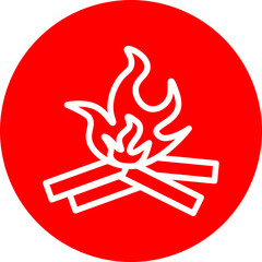 Beach Bonfire Line White Circle Red Icon Design