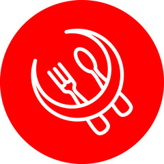 iftar Line White Circle Red Icon Design