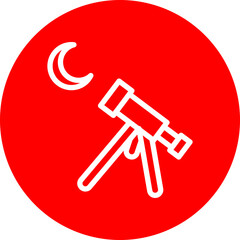 moon sighting Line White Circle Red Icon Design