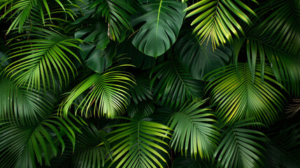 palm leaves green background tropical and exotic summer Holiday relaxation theme natural and beauty
