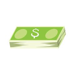 Money flat illustration. Dollars Bills Wealth and banking icon. Isolated on white